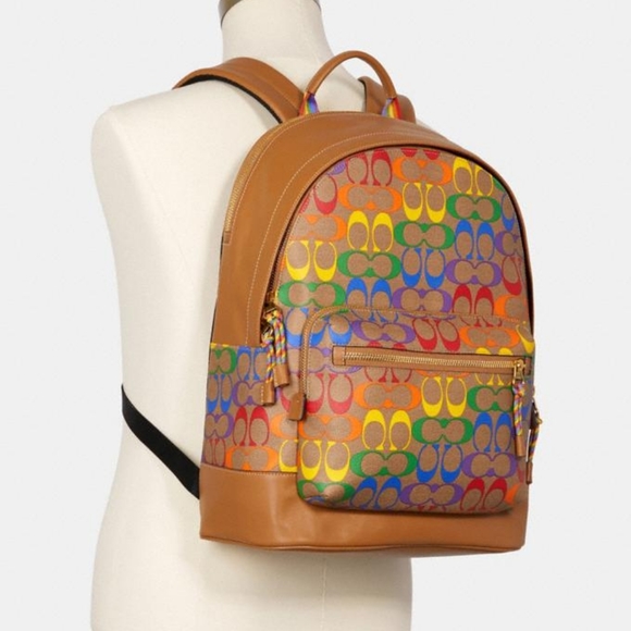 Coach West Backpack In Rainbow Signature Canvas - Picture 3 of 3